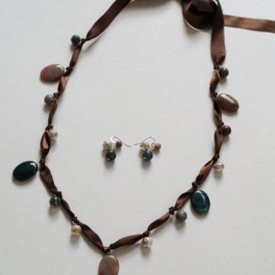 Beaded Ribbon Necklace – and Earrings!