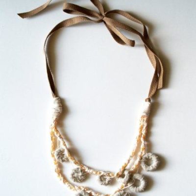 Anthro Fabric Marshmallow Necklace