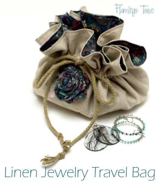 Linen Travel Jewelry Bag