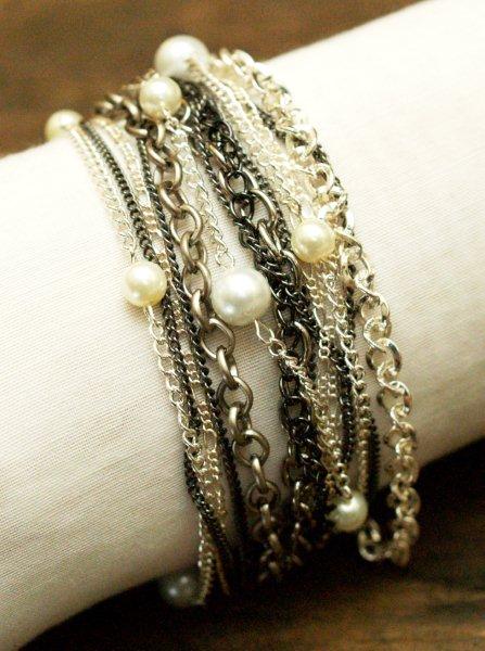 Chain & Pearl Multi-Row Bracelet