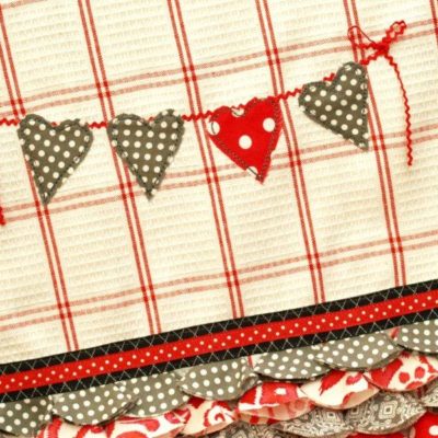 Shabby Hearts and Ruffles Dish Towel