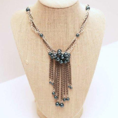 Pearl and Chain Fringe Necklace