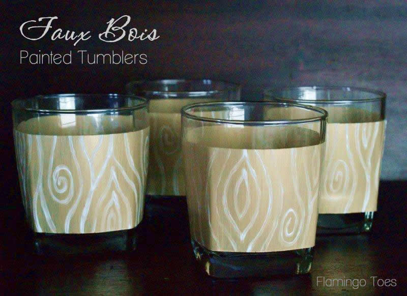 Faux Bois Painted Tumblers