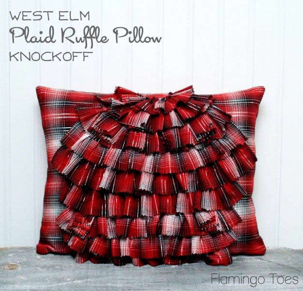 West Elm Plaid Ruffle Pillow Knockoff