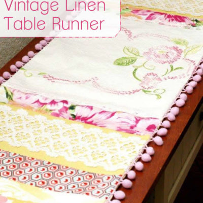 Spring Vintage Linen Table Runner