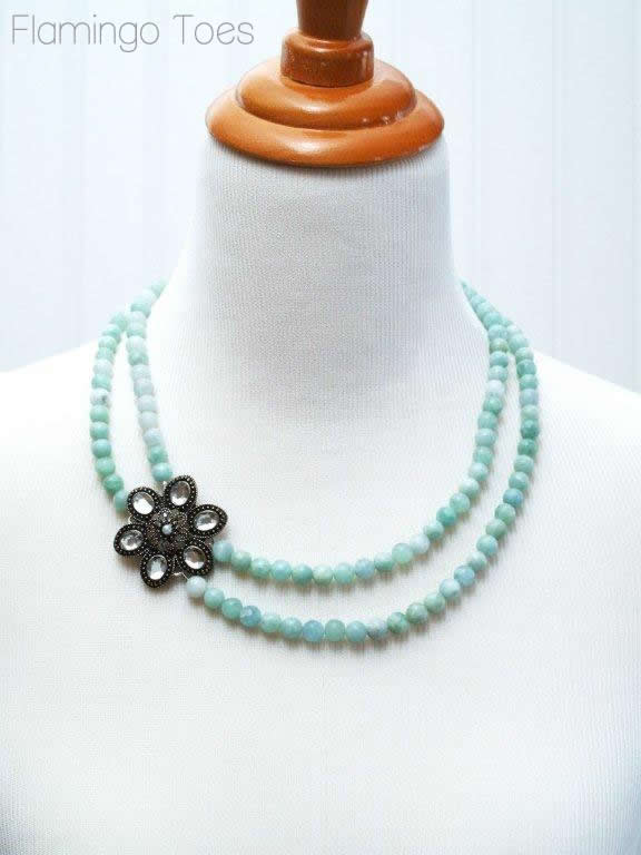Rhinestone Brooch and Bead Necklace Tutorial