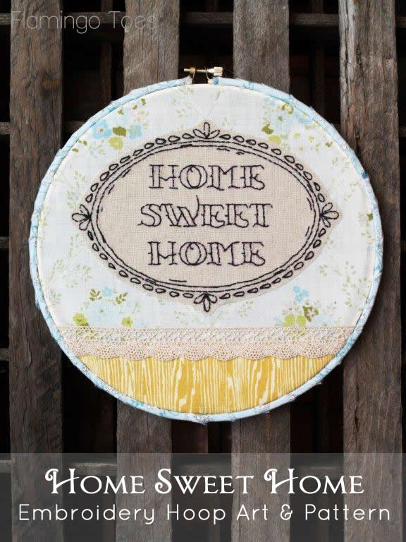 Home Sweet Home Embroidery Hoop Art