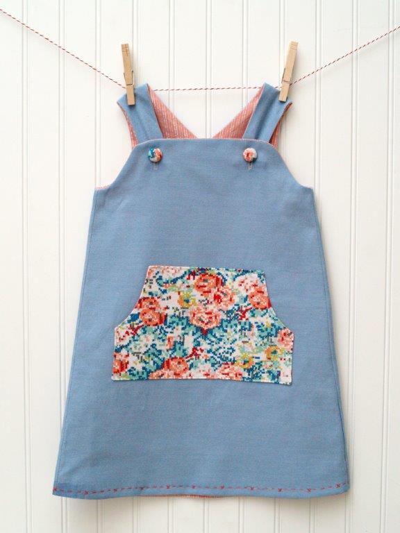 Chambray & Cross Stitch Daphne Wrap Dress