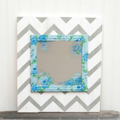 Chevron & Floral Mirror Art