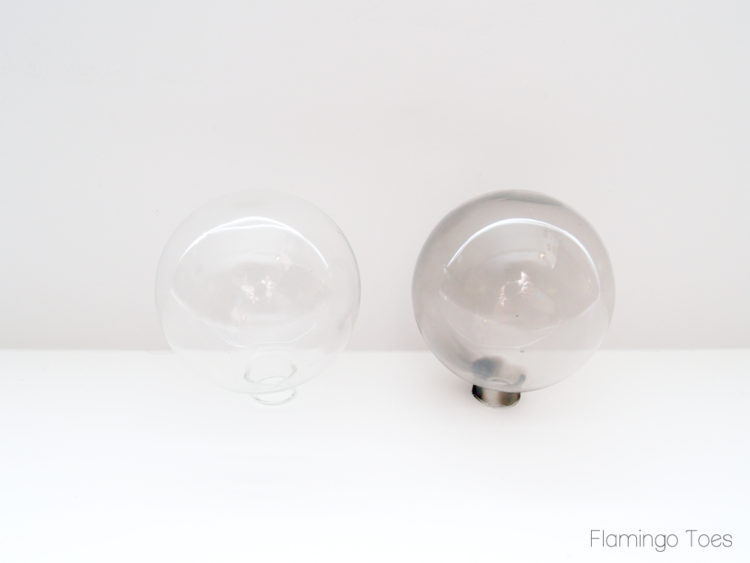 DIY Spooky Crystal Ball Halloween Candlesticks tutorial featured by top US craft blog, Flamingo Toes: smoky glass and plain glass