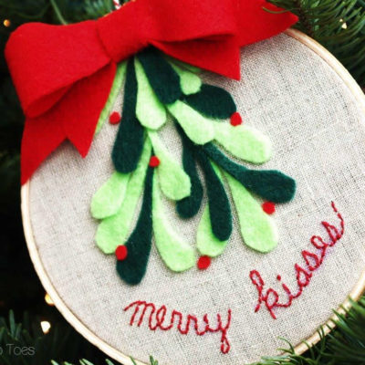 Merry Kisses Mistletoe Hoop Ornament
