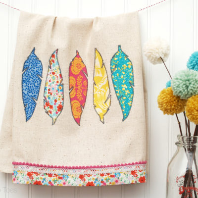 Pretty DIY Fabric Feathers Dishtowel
