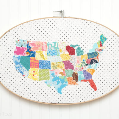 Huge Fabric US Map Hoop Art