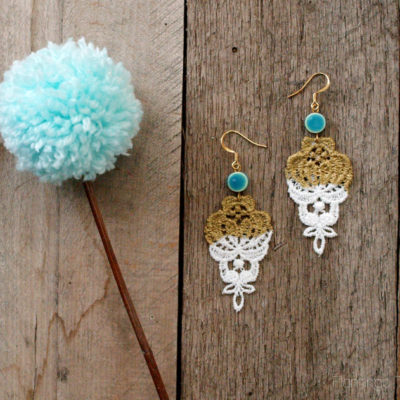 Easy DIY Gold Dipped Lace Earrings