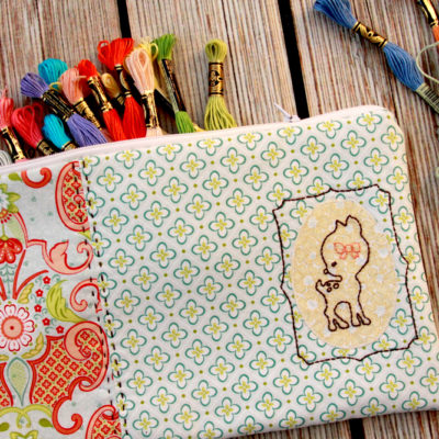Sweet Deer Embroidered Zipper Pouch