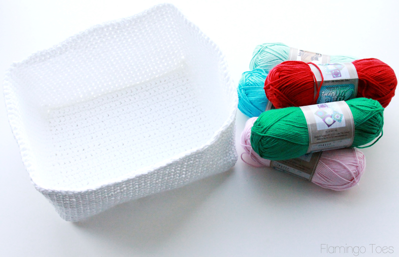 Floral Cross Stitch Crochet Basket