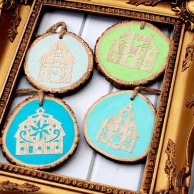 Wood Cut Folk Art Village Ornaments