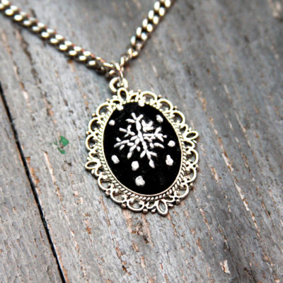 “Chalk” Embroidery Snowflake Necklace