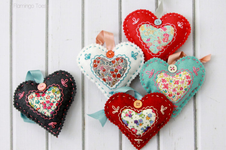 DIY Fabric Hearts for Valentines Day featured by top US craft blog, Flamingo Toes.