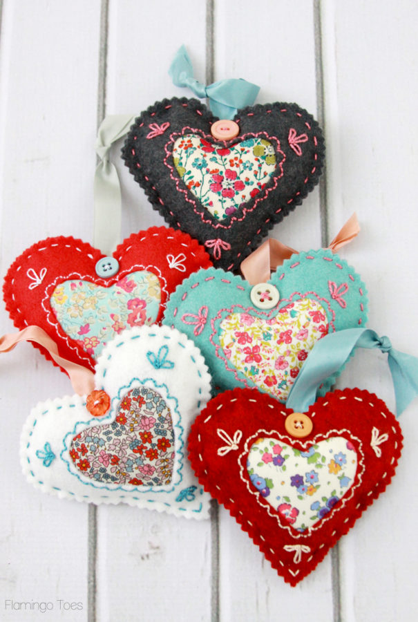 DIY Fabric Hearts for Valentines Day featured by top US craft blog, Flamingo Toes.
