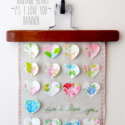 Vintage Hearts PS I Love You Banner