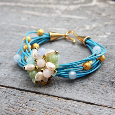 Vintage Bead and Leather Bracelet