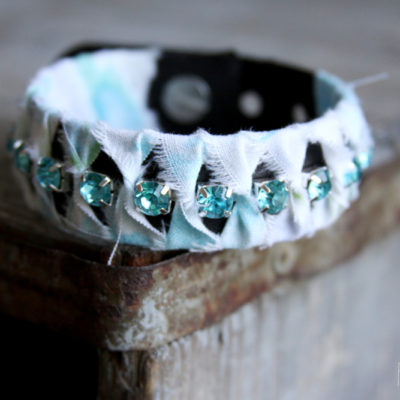 Leather and Rhinestone Bracelet