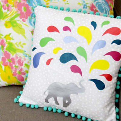 Colorful Vinyl Elephant Pillow