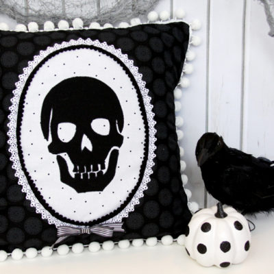 Spooky Skeleton Cameo Halloween Pillow