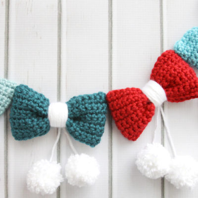 Pom Poms and Bows Crochet Garland