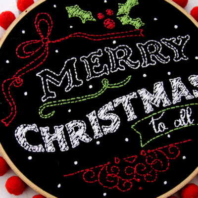 Merry Christmas Chalk Hoop Art