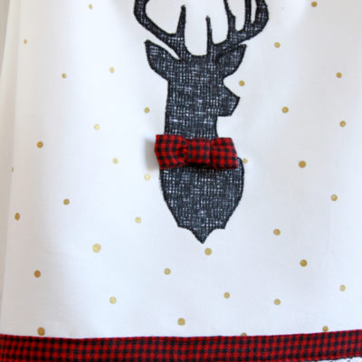 Plaid and Polkadot Deer Dish Towel