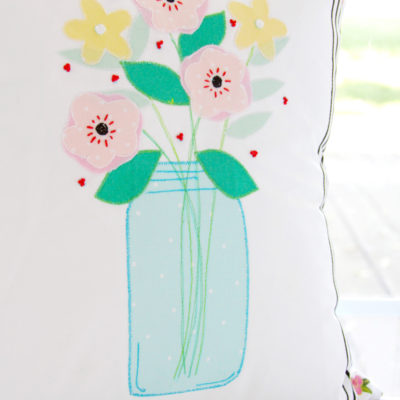 Mason Jar Flower Vase Pillow