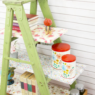 Vintage Floral Mod Podged Ladder Shelving