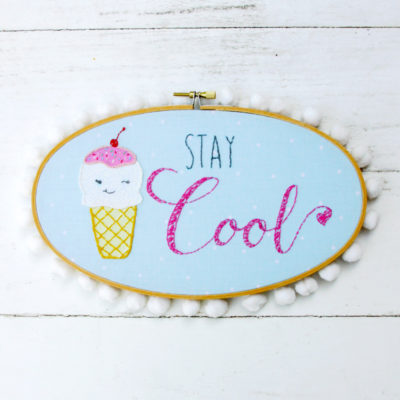 Stay Cool – Retro Ice Cream Embroidery Hoop