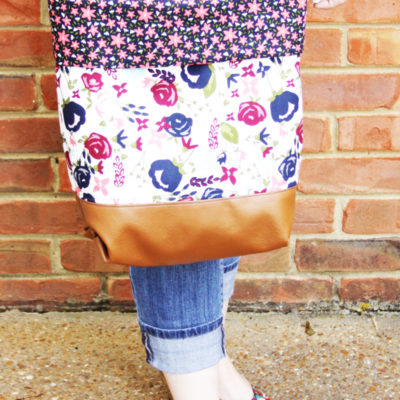 DIY Posy Garden Leather and Fabric Tote