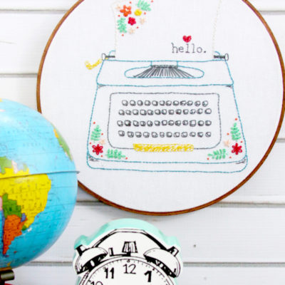 Hello Love – Retro Floral Typewriter Embroidery Pattern
