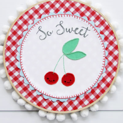 So Sweet Retro Cherry Embroidery Hoop Art
