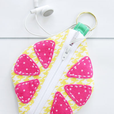DIY Citrus Earbud Zipper Pouch