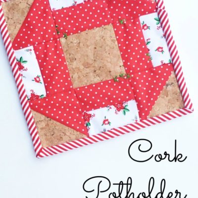 Embroidered Mesh Candle Wrap and Pieced Cork Potholder
