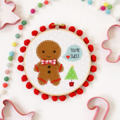 Sweet Gingerbread Embroidery Hoop Art