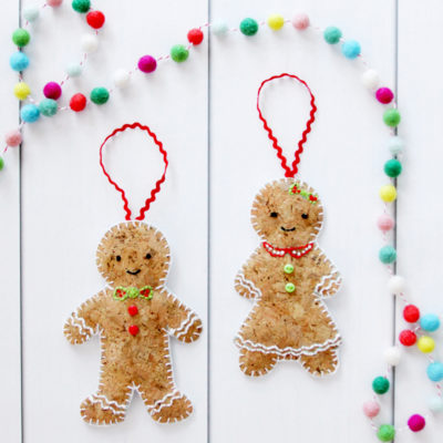 Embroidered Cork Gingerbread Ornaments