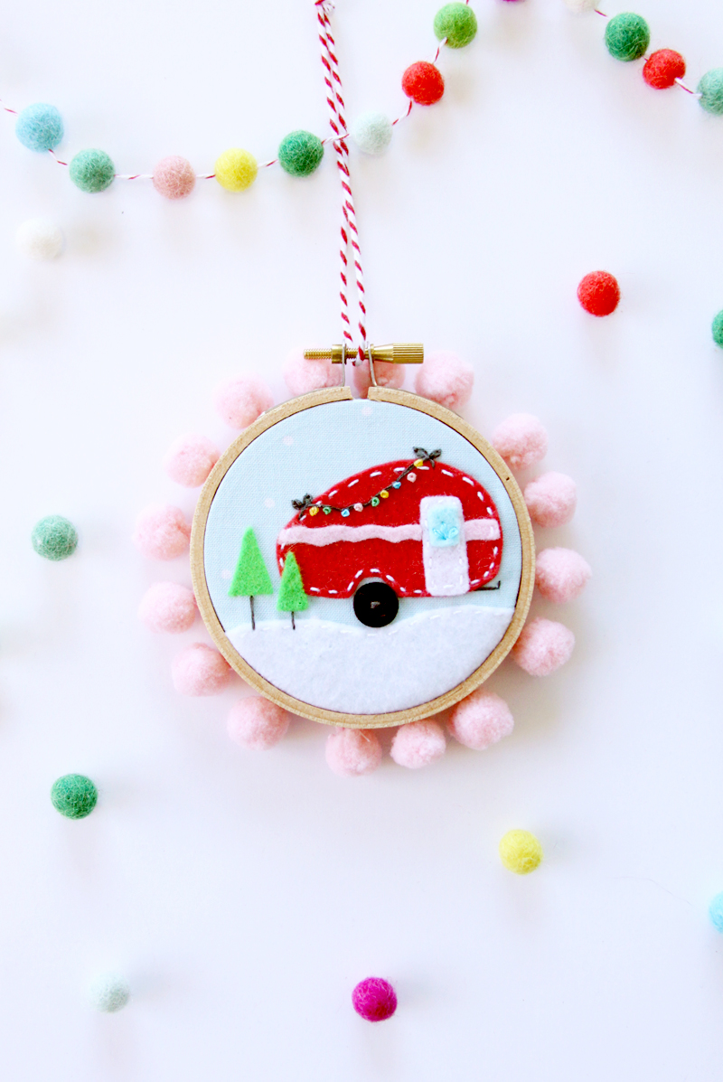 Mini Felt Camper Hoop Ornament