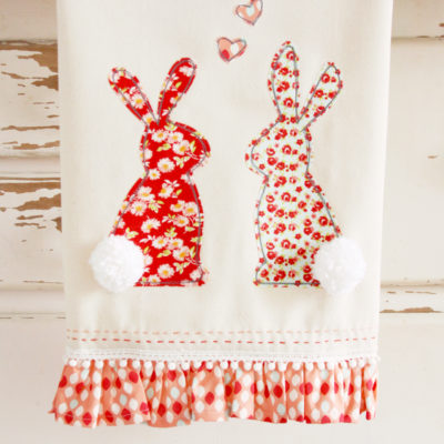 Sweet Floral Bunny Dishtowel