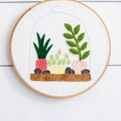 Felt Succulent Terrarium Hoop Art