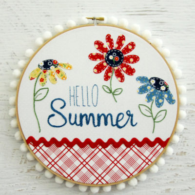 Hello Summer Retro Style Hoop Art