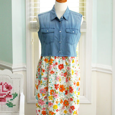 Denim Top to Dress Refashion