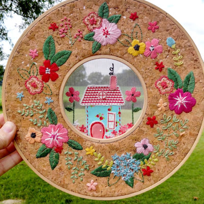 Floral Home Sweet Home Hoop in a Hoop Embroidery and Blog Hop