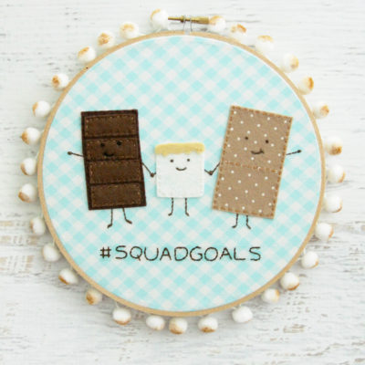 Cute Summer S’mores Embroidery Hoop Art