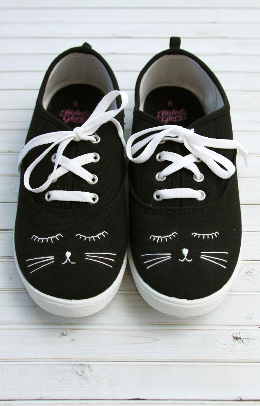 Cute Embroidered Black Cat Shoes